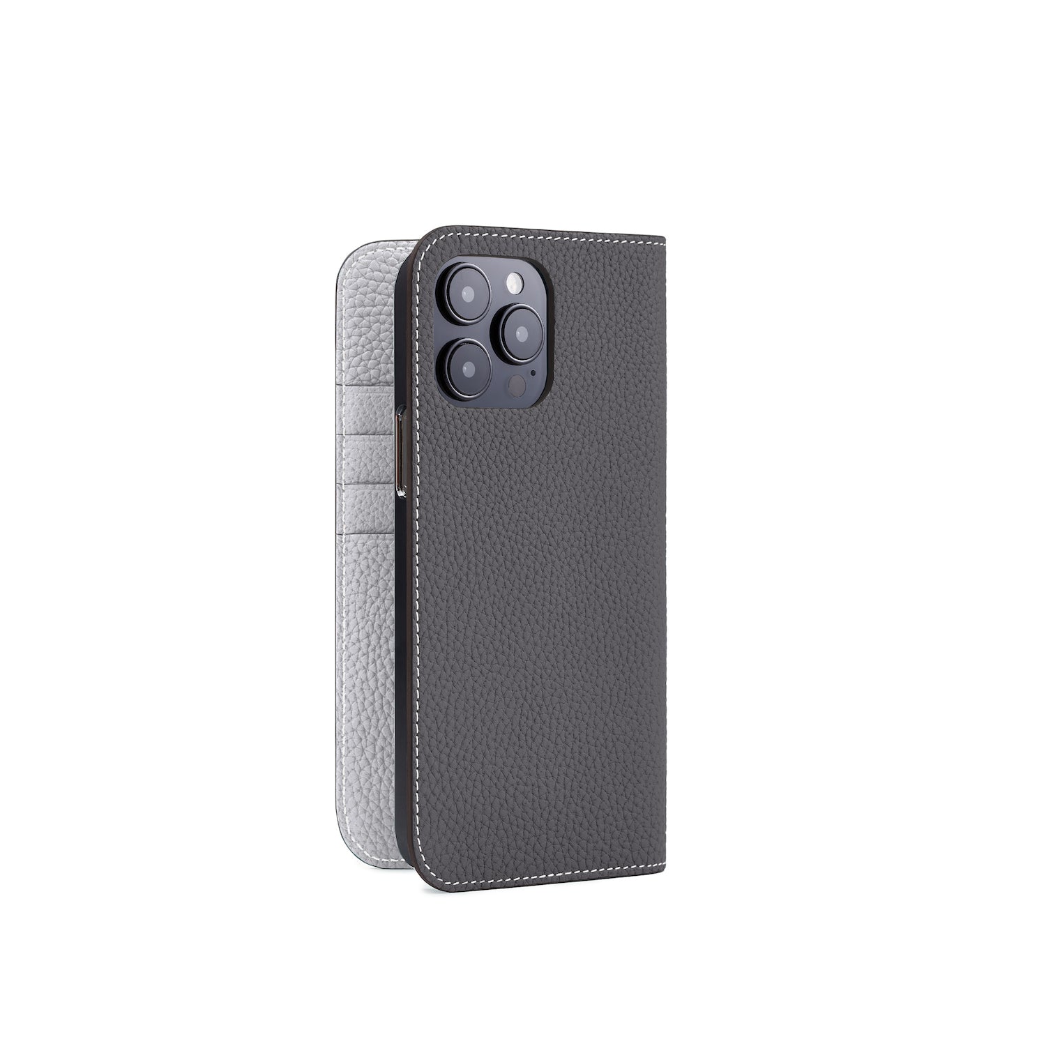 ダイアリーケース シュリンクレザー - チャコール × トゥルーグレー