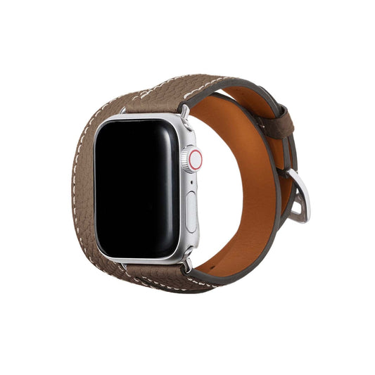 Double Tour Apple Watch Leather Band Shrink Leather [38mm/40mm/41mm] (Adapter: Silver)