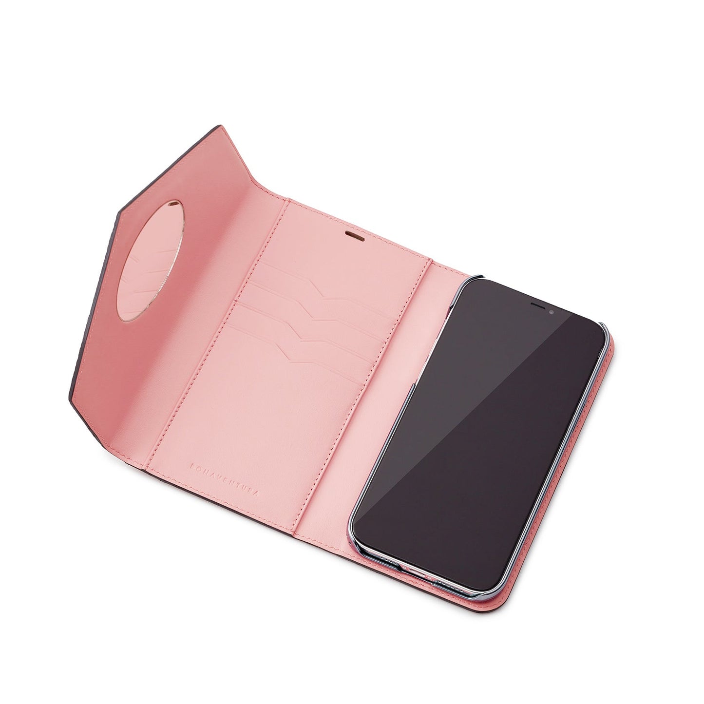 (iPhone 14 Pro Max) Mirror Case with Shoulder Strap, Shrink Leather