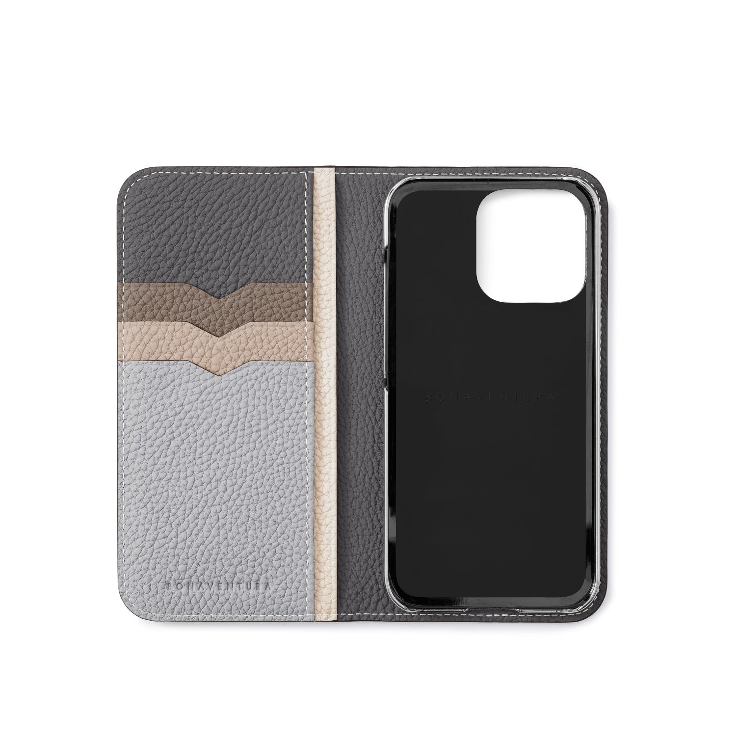 (iPhone 14 Pro) BONAVENTURA x YOSHIMASA HOSHIBA Diary Case Shrink Leather