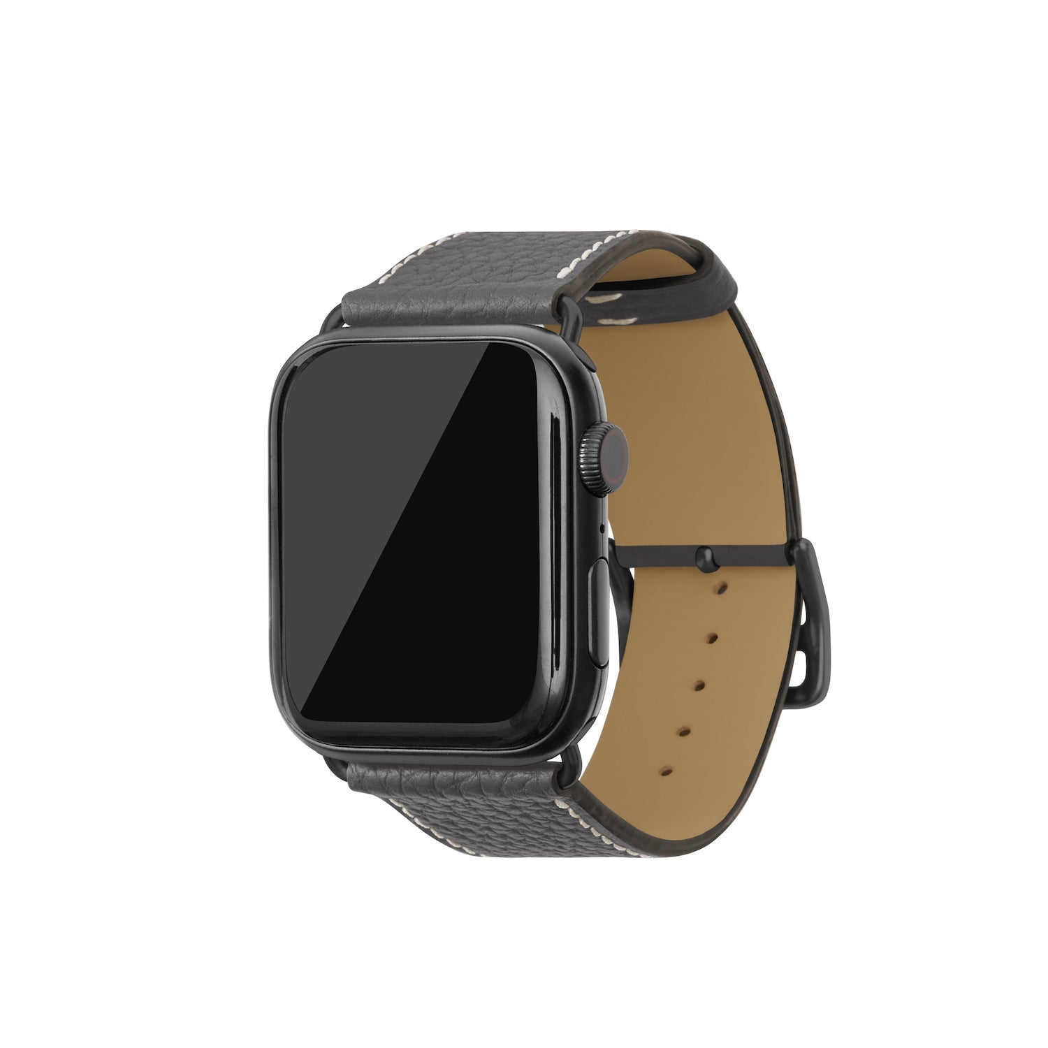 Apple Watch レザーバンド【42mm/44mm/45mm, M/Lサイズ】 (アダプター：ブラック)