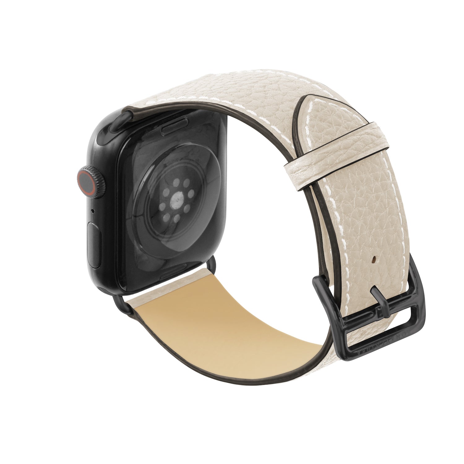 Apple Watch レザーバンド【42mm/44mm/45mm, M/Lサイズ】 (アダプター：ブラック)