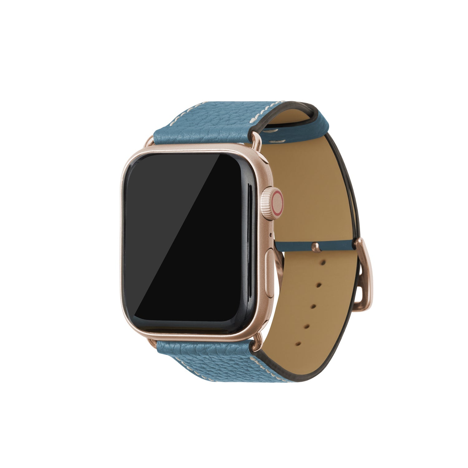 Apple Watch レザーバンド【42mm/44mm/45mm, M/Lサイズ】 (アダプター：ゴールド)