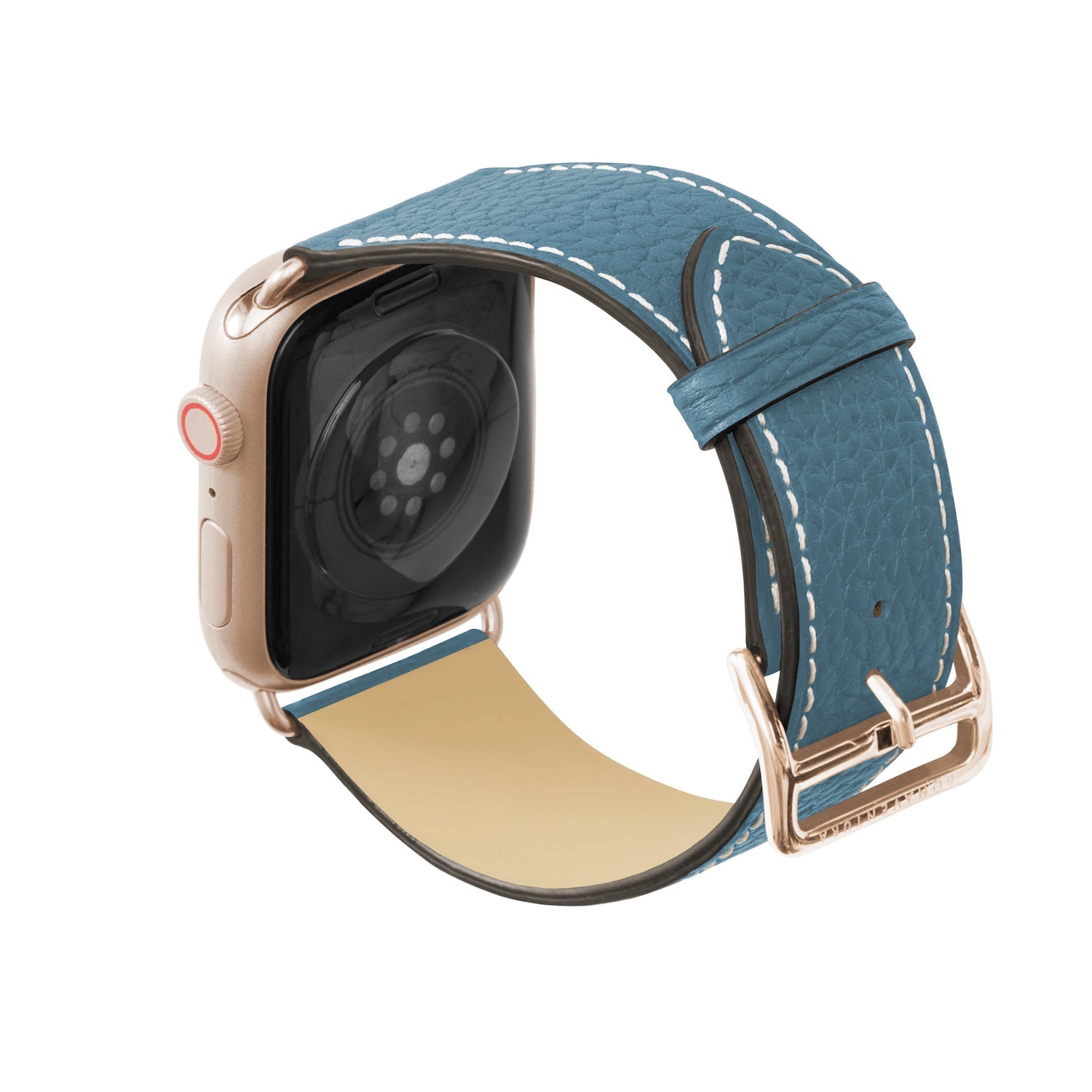 Apple Watch レザーバンド【42mm/44mm/45mm, M/Lサイズ】 (アダプター：ゴールド)