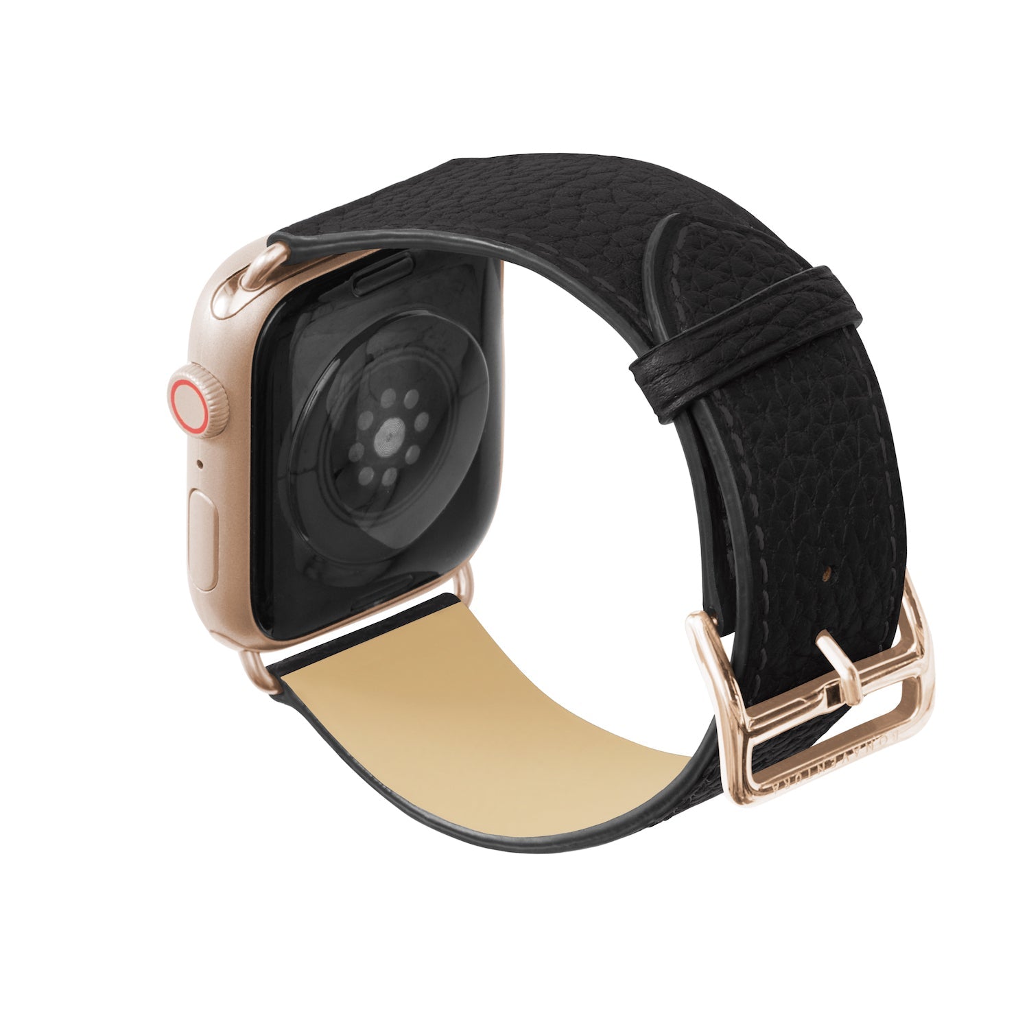 Apple Watch レザーバンド【42mm/44mm/45mm, M/Lサイズ】 (アダプター：ゴールド)