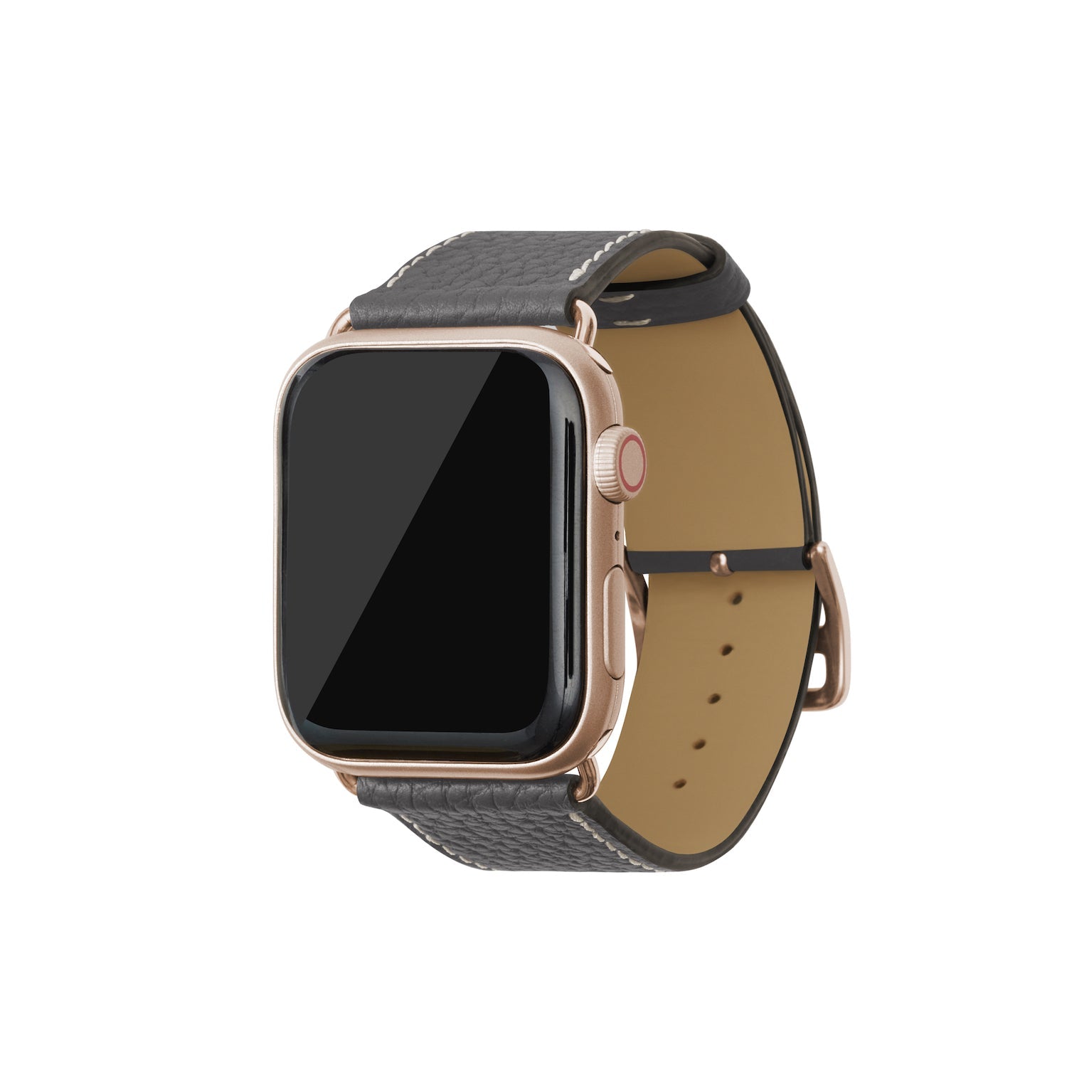 Apple Watch レザーバンド【42mm/44mm/45mm, M/Lサイズ】 (アダプター：ゴールド)