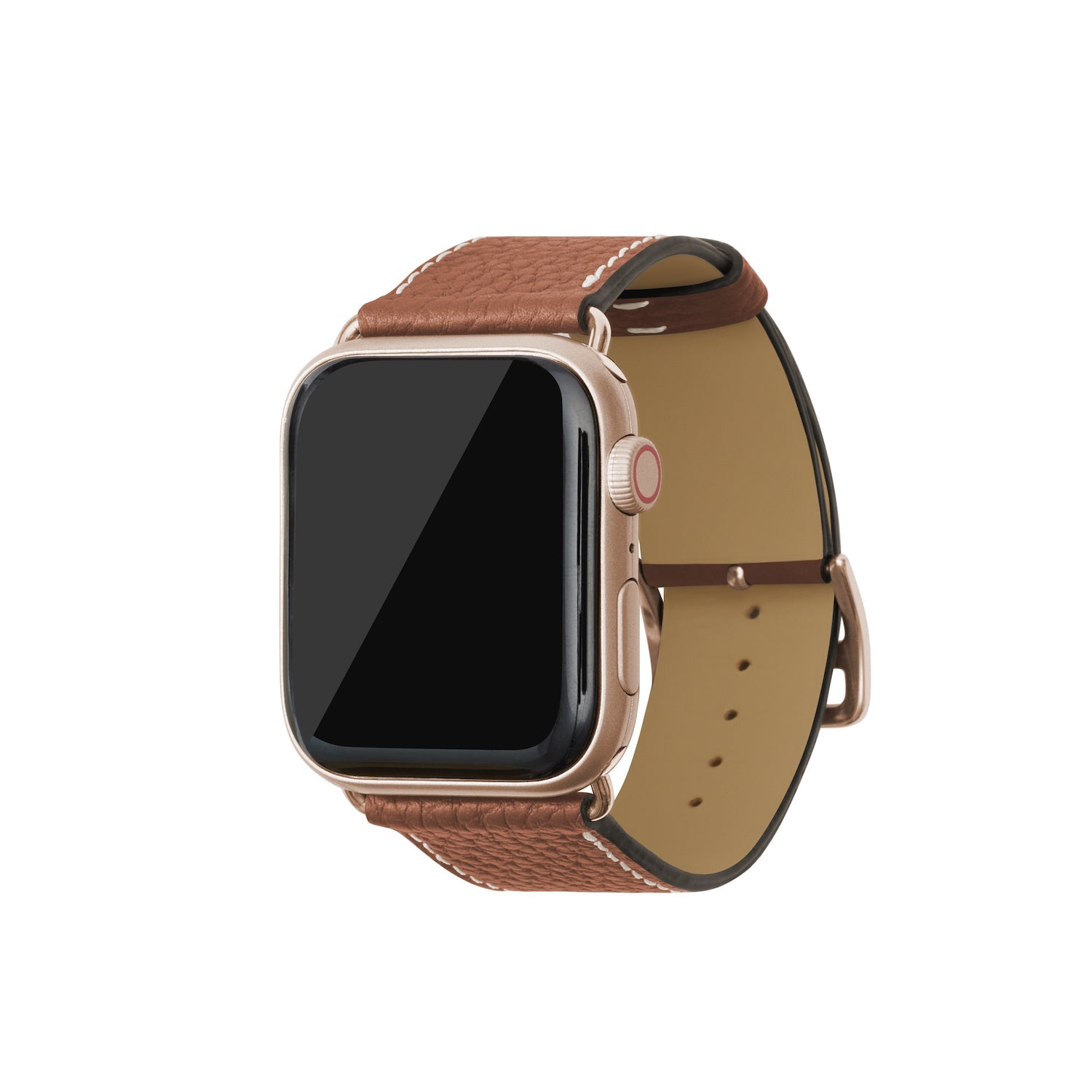 Apple Watch レザーバンド【42mm/44mm/45mm, M/Lサイズ】 (アダプター：ゴールド)