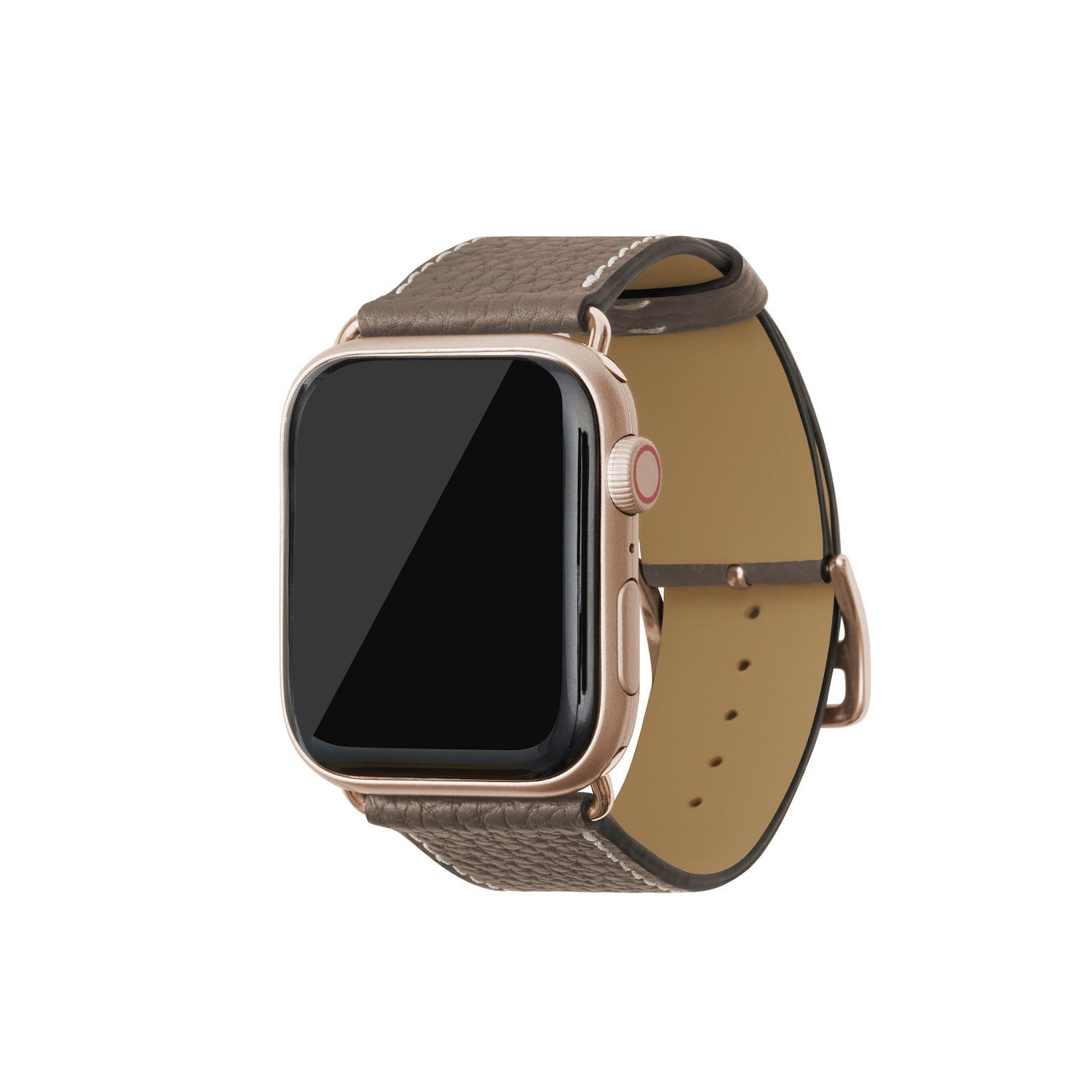 Apple Watch レザーバンド【42mm/44mm/45mm, M/Lサイズ】 (アダプター：ゴールド)