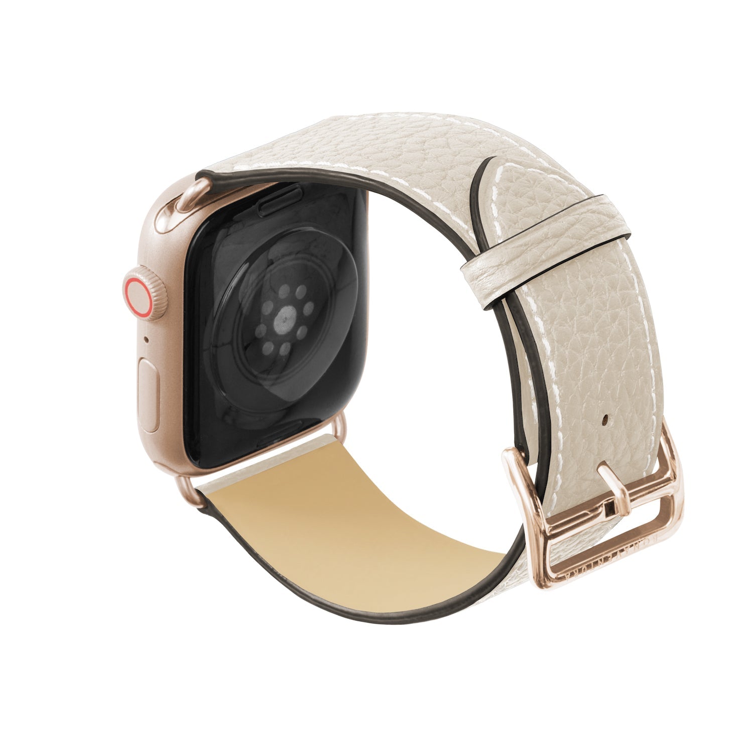 Apple Watch レザーバンド【42mm/44mm/45mm, M/Lサイズ】 (アダプター：ゴールド)