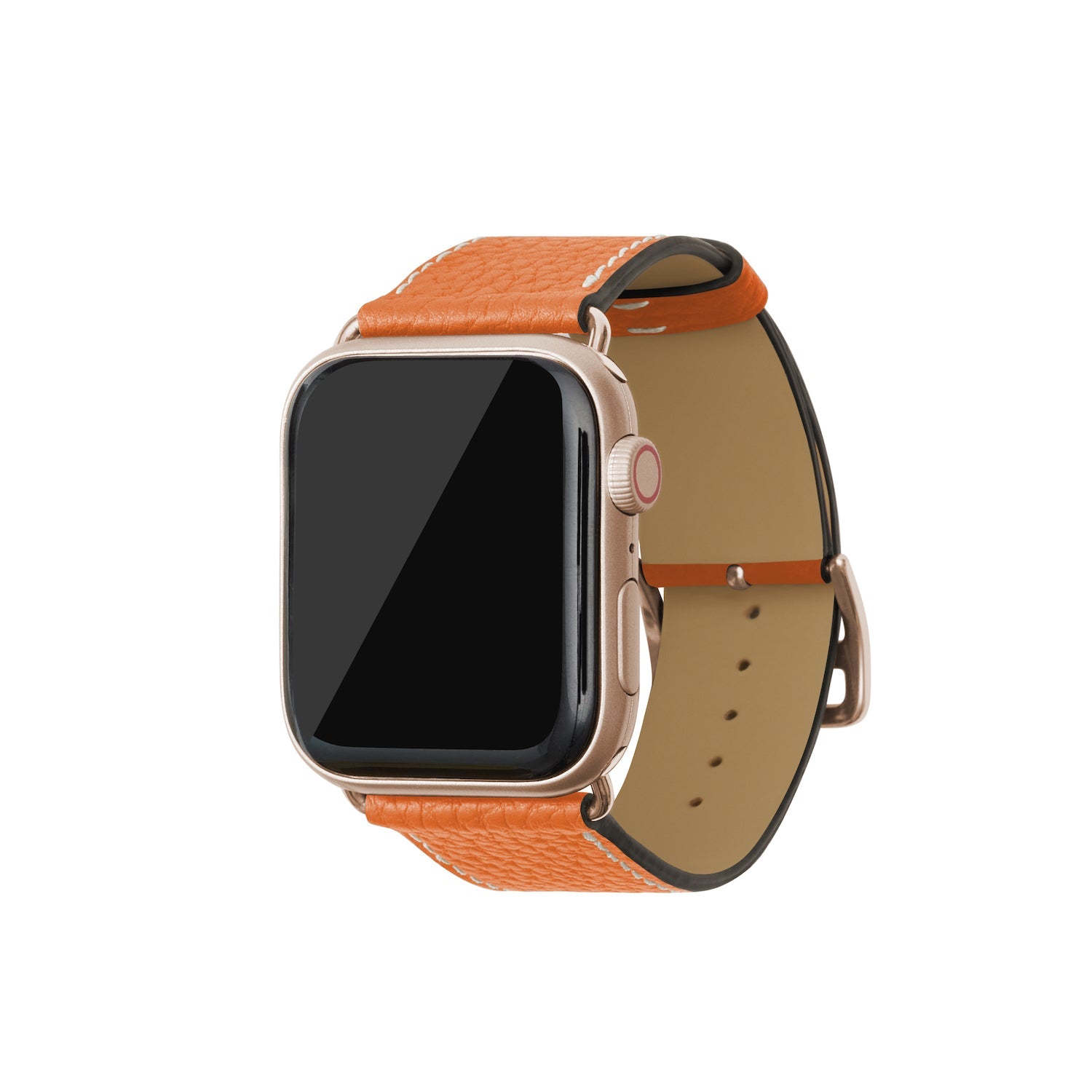 Apple Watch レザーバンド【42mm/44mm/45mm, M/Lサイズ】 (アダプター：ゴールド)