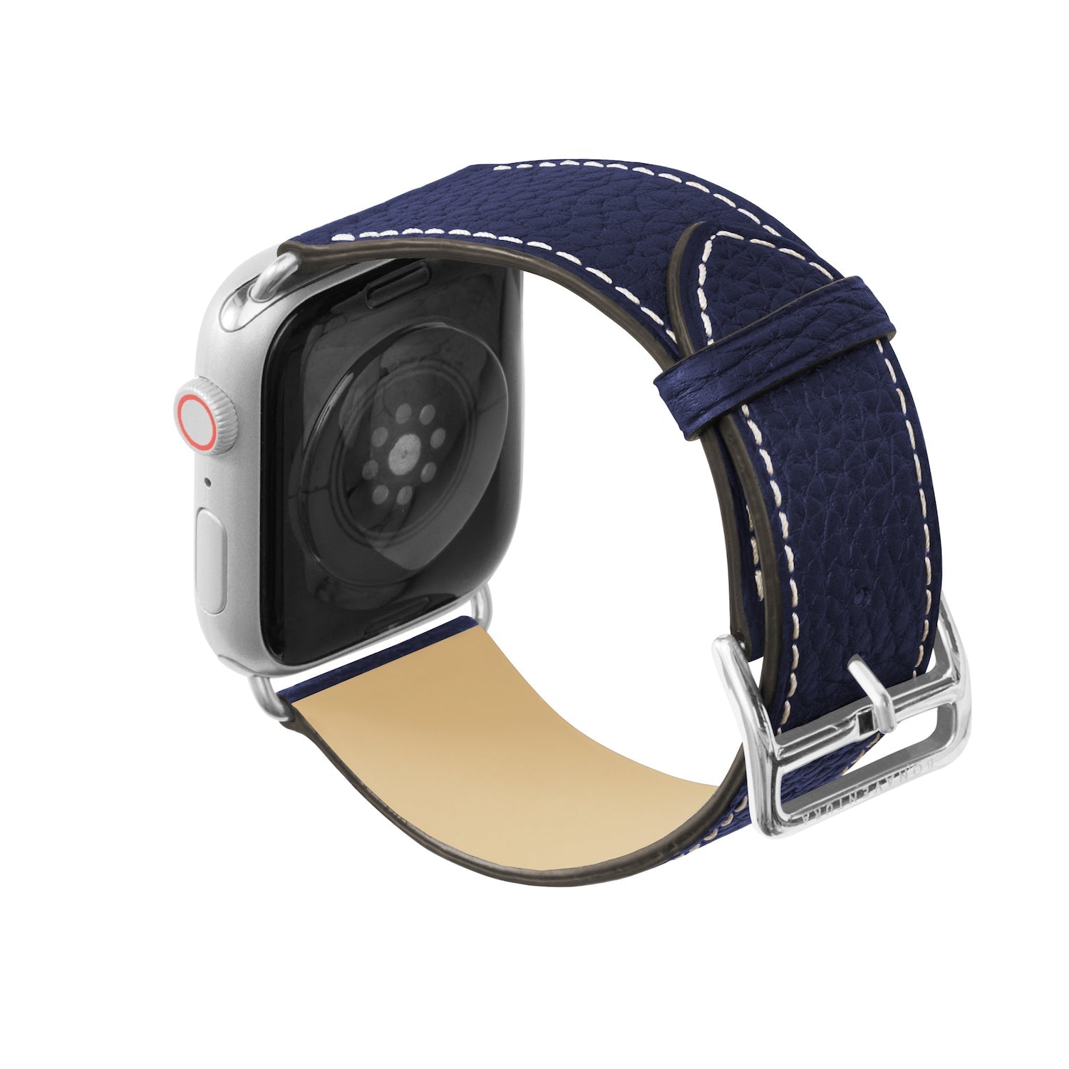 Apple Watch レザーバンド【42mm/44mm/45mm, M/Lサイズ】 (アダプター：シルバー)